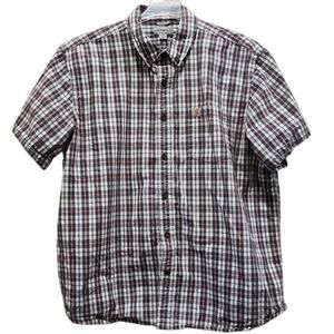 Carhartt Men's Plaid Short-Sleeve Button-Down Front Pocket Plaid Shirt 2XL